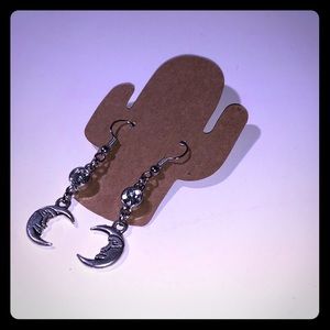 Diamond Moon Dangle Earrings